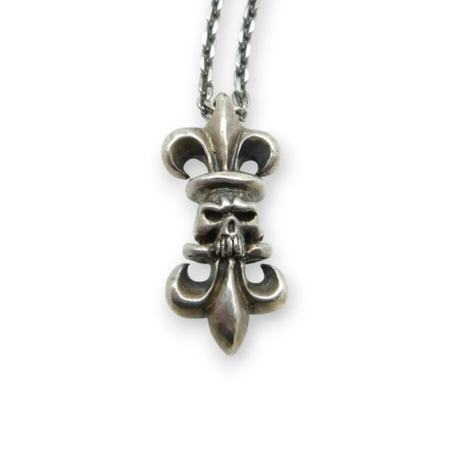 THIRTEEN DESIGNS FLARE SKULL NECKLACE SILVER サーティーン