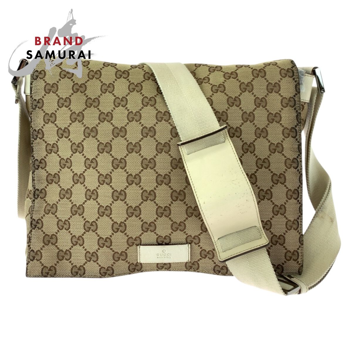 GUCCI グッチ ベージュアイボリー シルバー金具 GGキャンバス 146236 ショルダーバッグ メッセンジャーバッグ レディース 505363