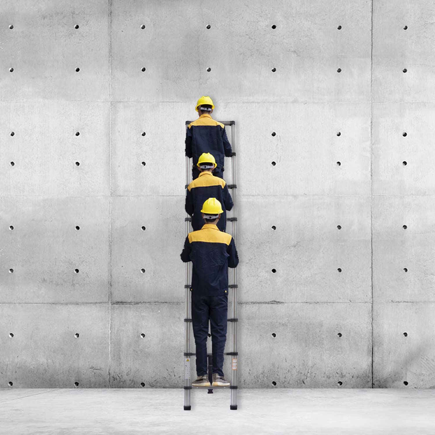 DayPlus 伸縮はしご ステンレス製 2.6m 折り畳み伸縮梯子 持ち運びやすい軽量 耐荷重150 kg 自動ロック 安全ロック スライド式 ステンレス鋼のはしご 室内室外両用 日本語説明書