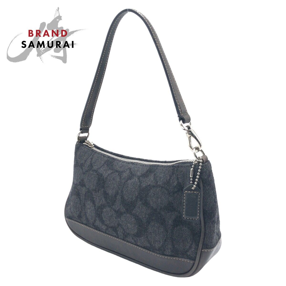 COACH コーチ シグネチャー グレー ブラック 黒 ウール 7720 
