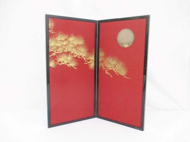 新品 雛道具 二曲屏風 松に月 シルキーエンジ 20号 縁なし 雛人形 ひな人形 お雛様 ひな祭り 節句人形