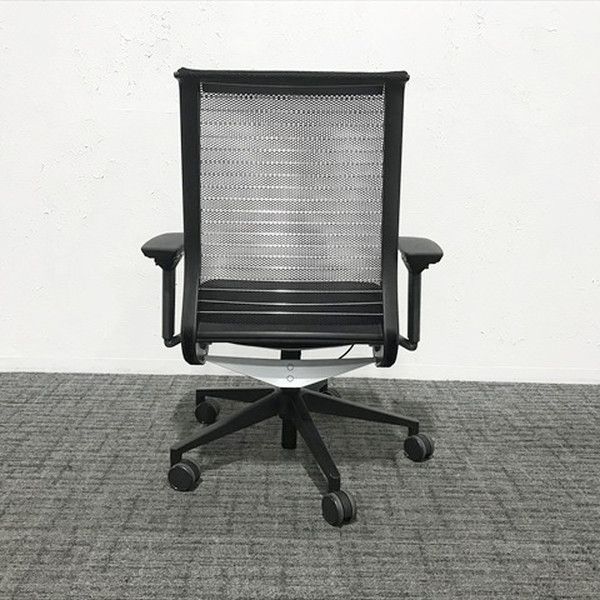 シンクチェア 3Dニット ブラックフレーム ランバーサポート無 オフィスチェア 肘付 steelcase スチールケース エボニー