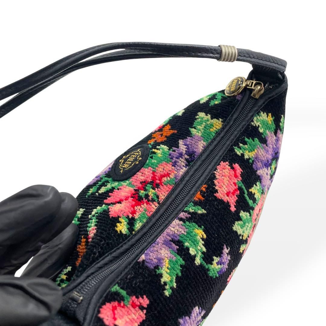 美品 FEILER フェイラー ハンドバッグ 花柄 ブラック - メルカリ