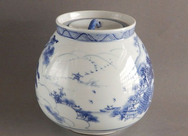美術品・アンティーク・コレクション 膳所 陽炎園 染付近江八景絵 芋頭