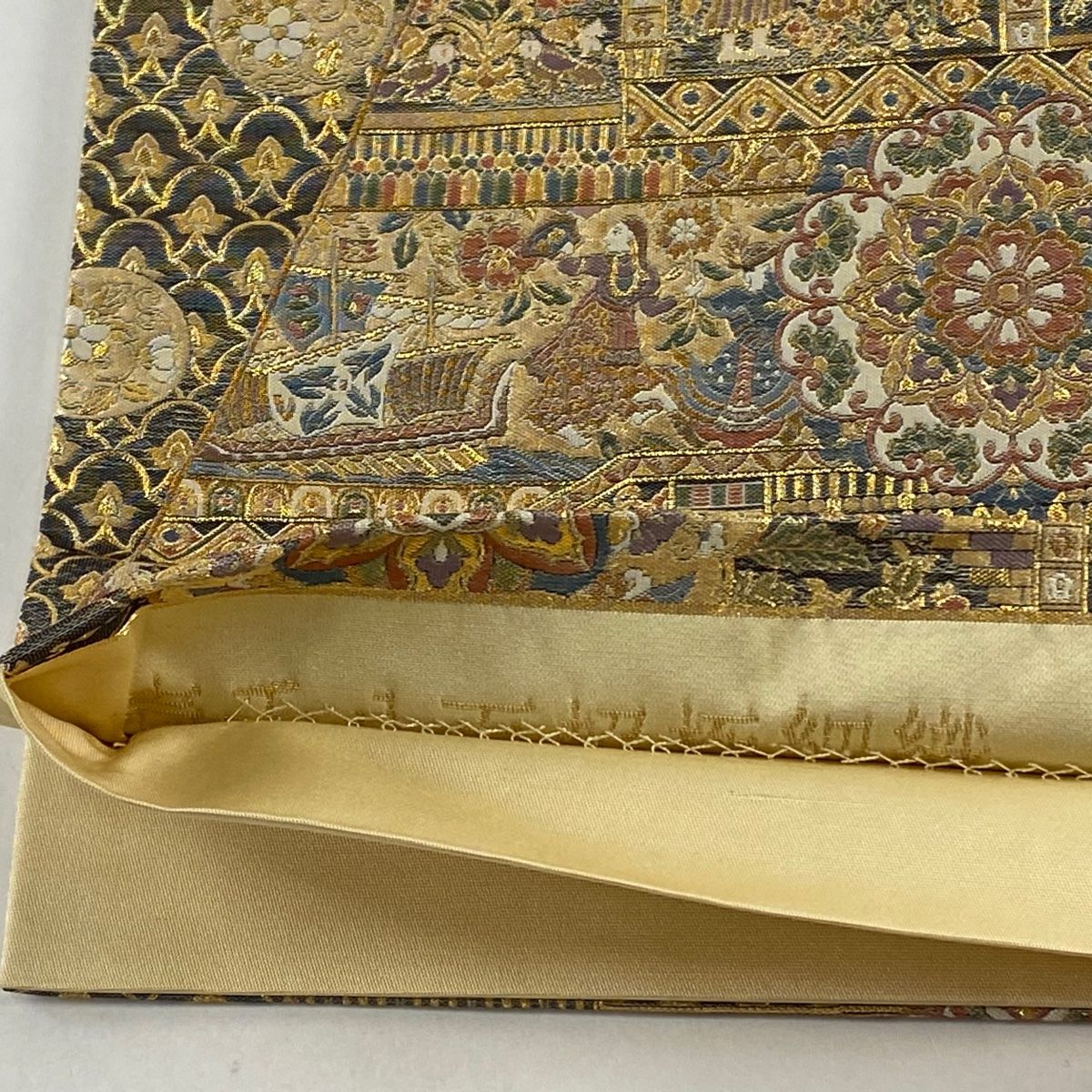 袋帯 美品 逸品 華文 人物 金糸 箔 金色 六通 正絹 【中古