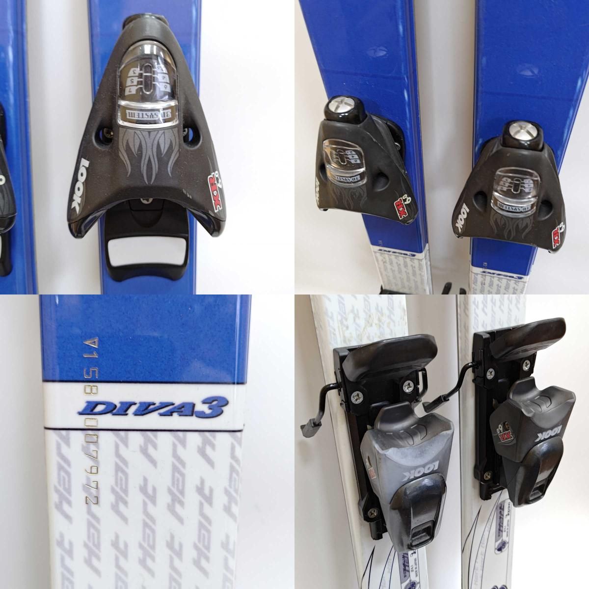 Hart ハート diva3 hart 158cm スキー板 カービングスキー ストック Hart sports 中古】Hart ハート diva3 hart 158cm スキー板 カービングスキー