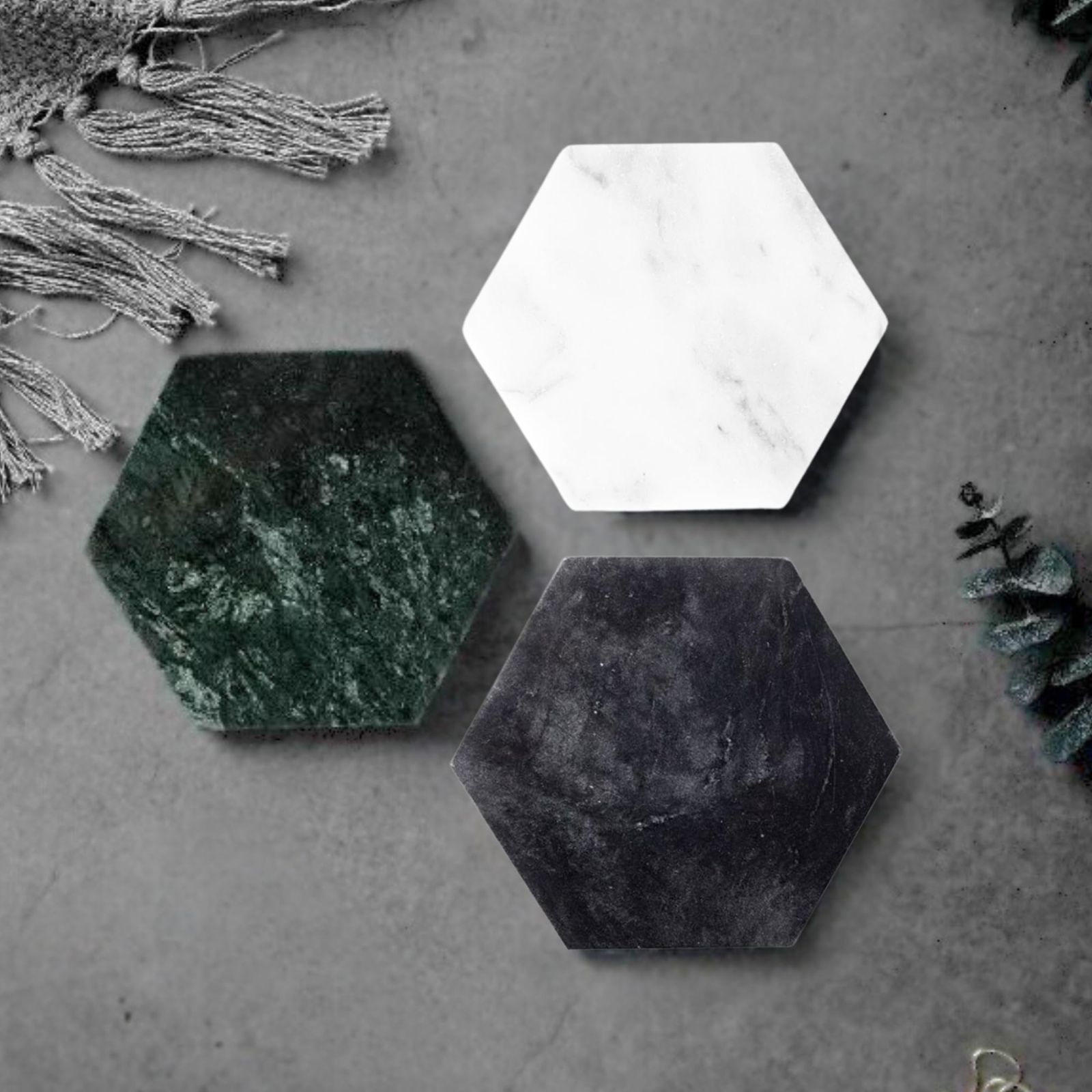 トレイ コースター ジュエリー ディスプレイ ジュエリー収納 大理石プレート【ヘキサゴン-トリプル】