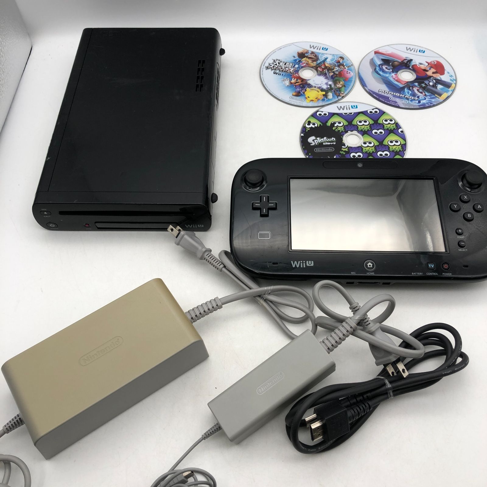 動作確認済】WiiU 本体 ゲームパッド クロ すぐ遊べるセット スマブラ