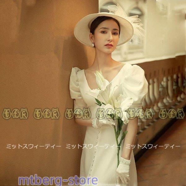 ウエディングドレス 袖あり aライン 結婚式 二次会 花嫁 白 大きいサイズ 挙式 パーティードレス 披露宴 ブライダル ロングドレス