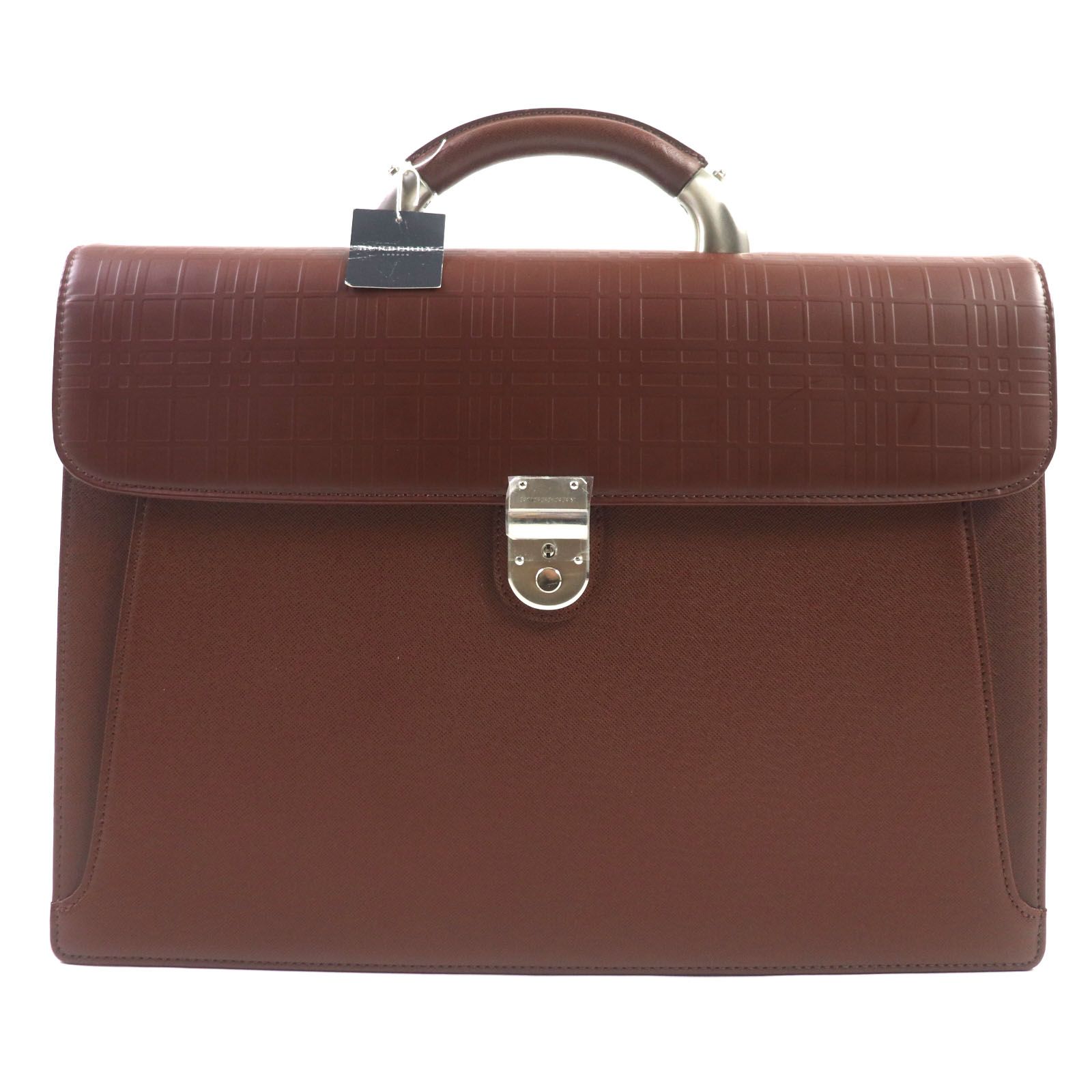 BURBERRY レザー ビジネスバッグ シルバー金具 鍵付き