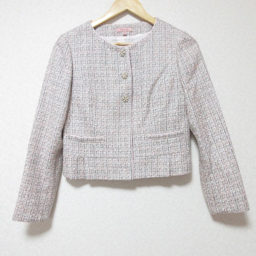 TOCCA - 美品 TOCCA トッカ ビジューボタン ノーカラー ツイード
