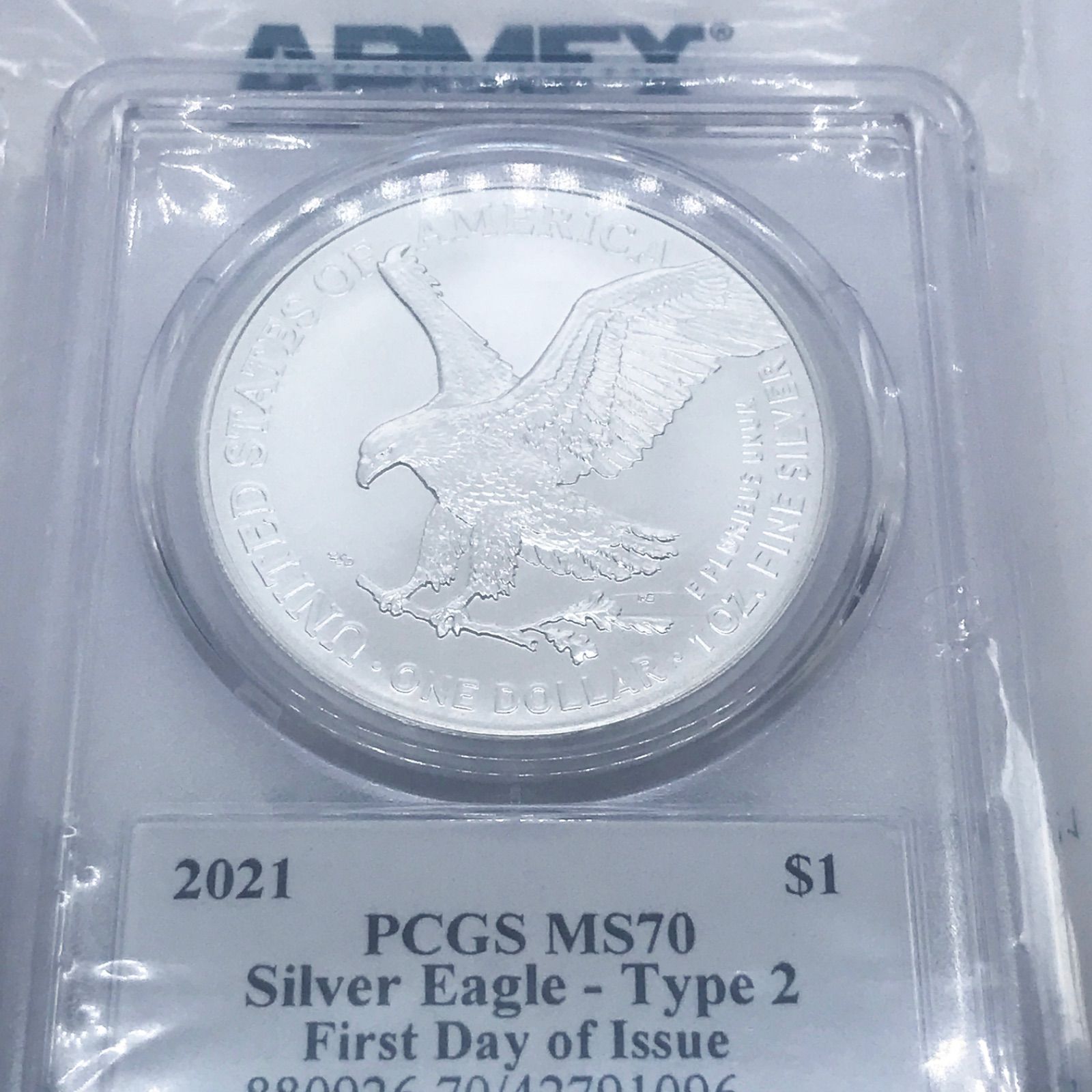 【新品】シルバー イーグル銀貨2021 Eagle PCGS MS70 T1 2021 $1 Type 1, Type 2 Silver Eagle Set PCGS MS70 First and Last