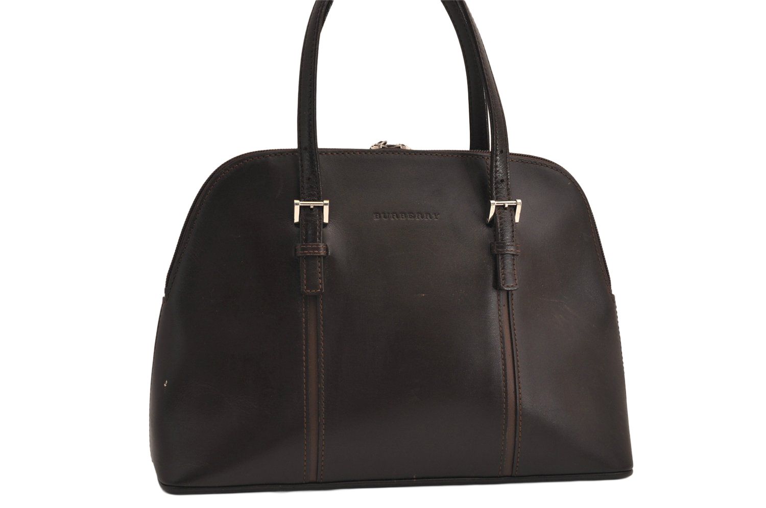 BURBERRY バーバリー ヴィンテージ レザー ハンドボストンバッグ ブラウン 7540M
