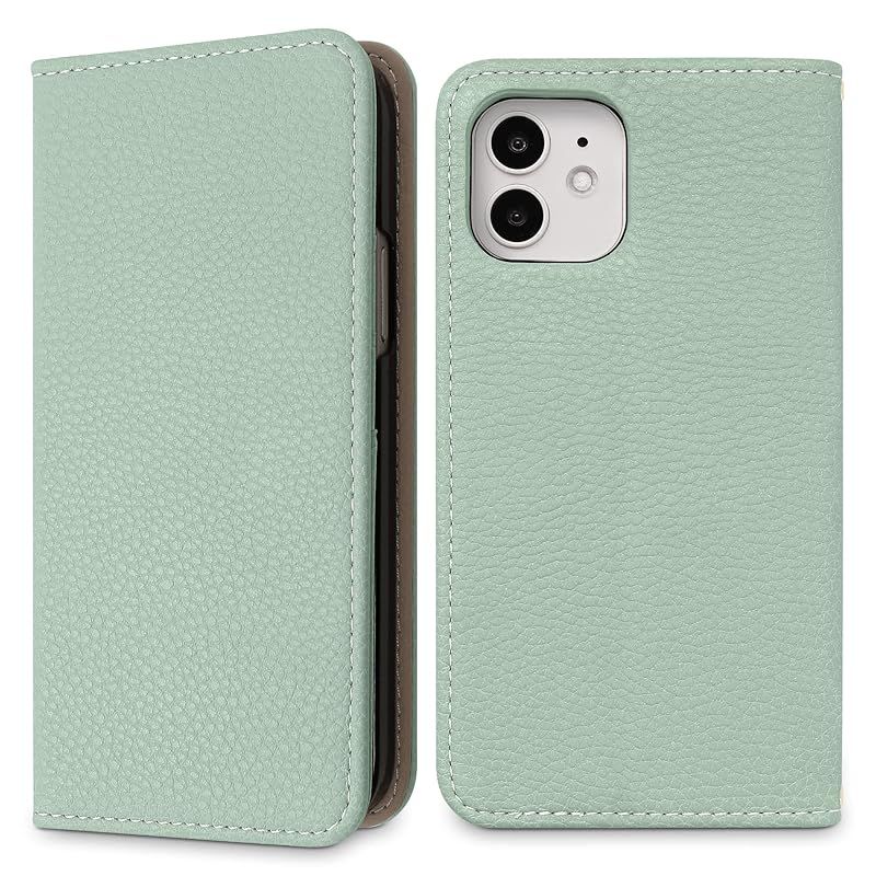 新品　MINTY iPhone12 ケース iPhone12 Pro ケース 両機種対応 手帳型 ベルトなし ミントグリーン