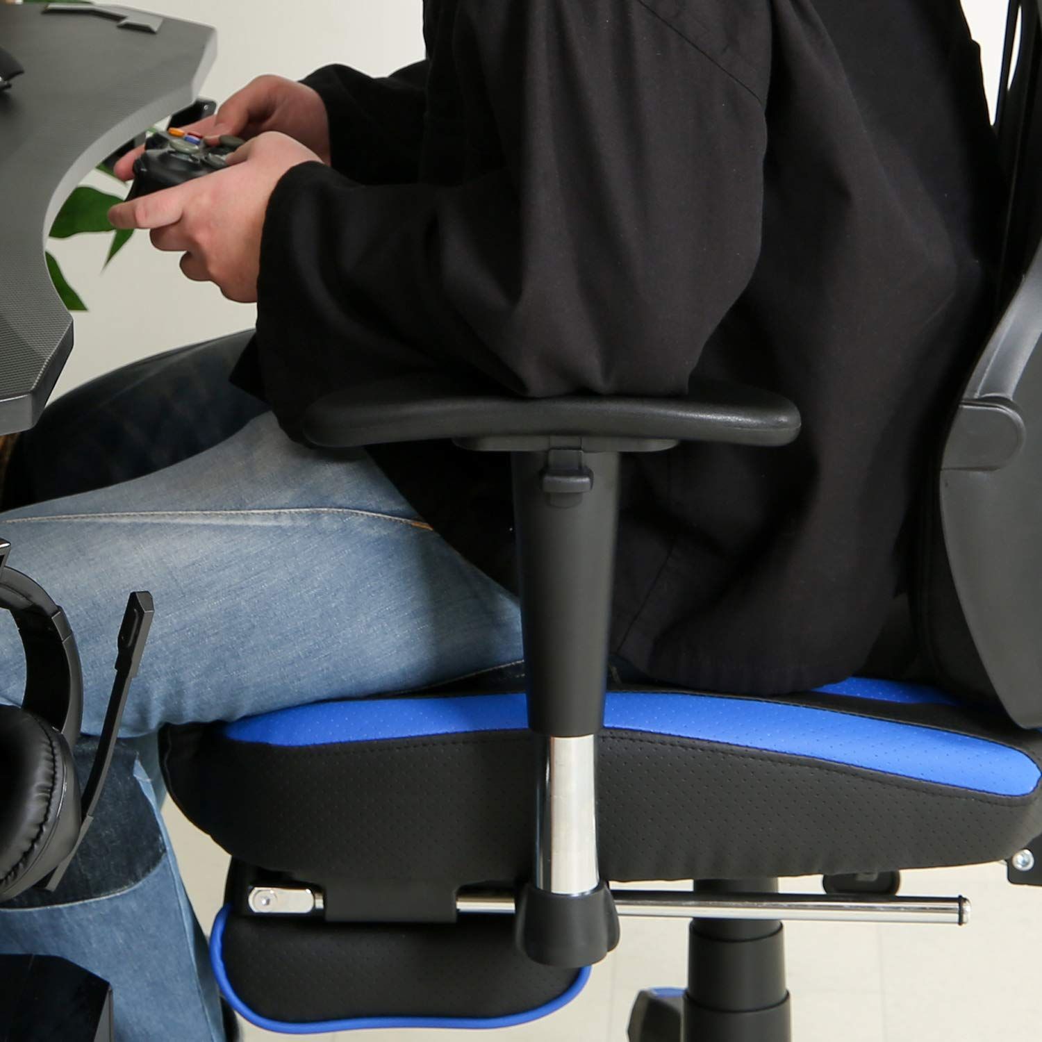 レイズ リクライニング 回転式 フットレスト付き 19430 メッシュ ブルー 幅68.5×奥行65.5×高さ118~125.5cm パーソナルチェア ゲーミングチェア 不二貿易 WWW_NOITHATQUANGTHANH_NET