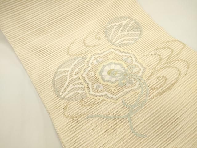 平和屋着物＊夏物 絽綴れ 八寸名古屋帯 鏡裏花文 金銀糸 正絹