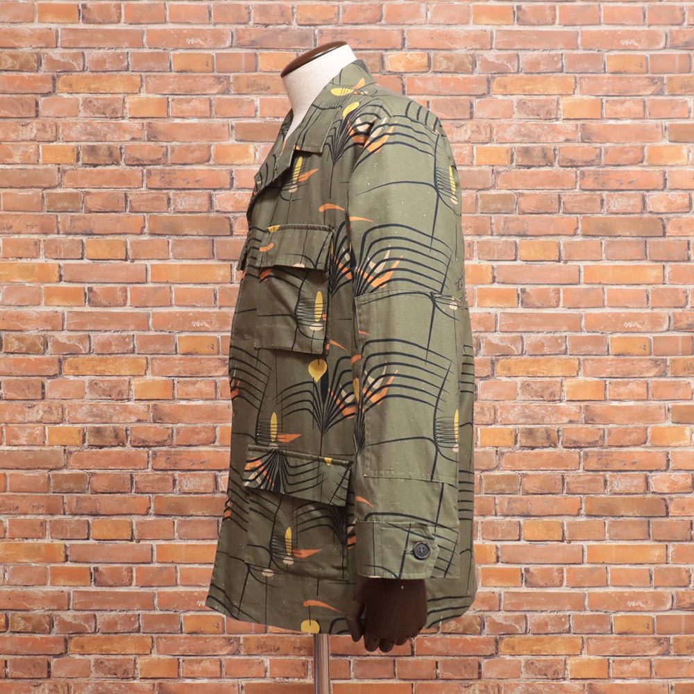 秋冬 GIANNETTO 48サイズ 中綿ミリタリージャケット G-41 JACKET 幾何学プリント イタリア製 ジャンネット カーキ md320