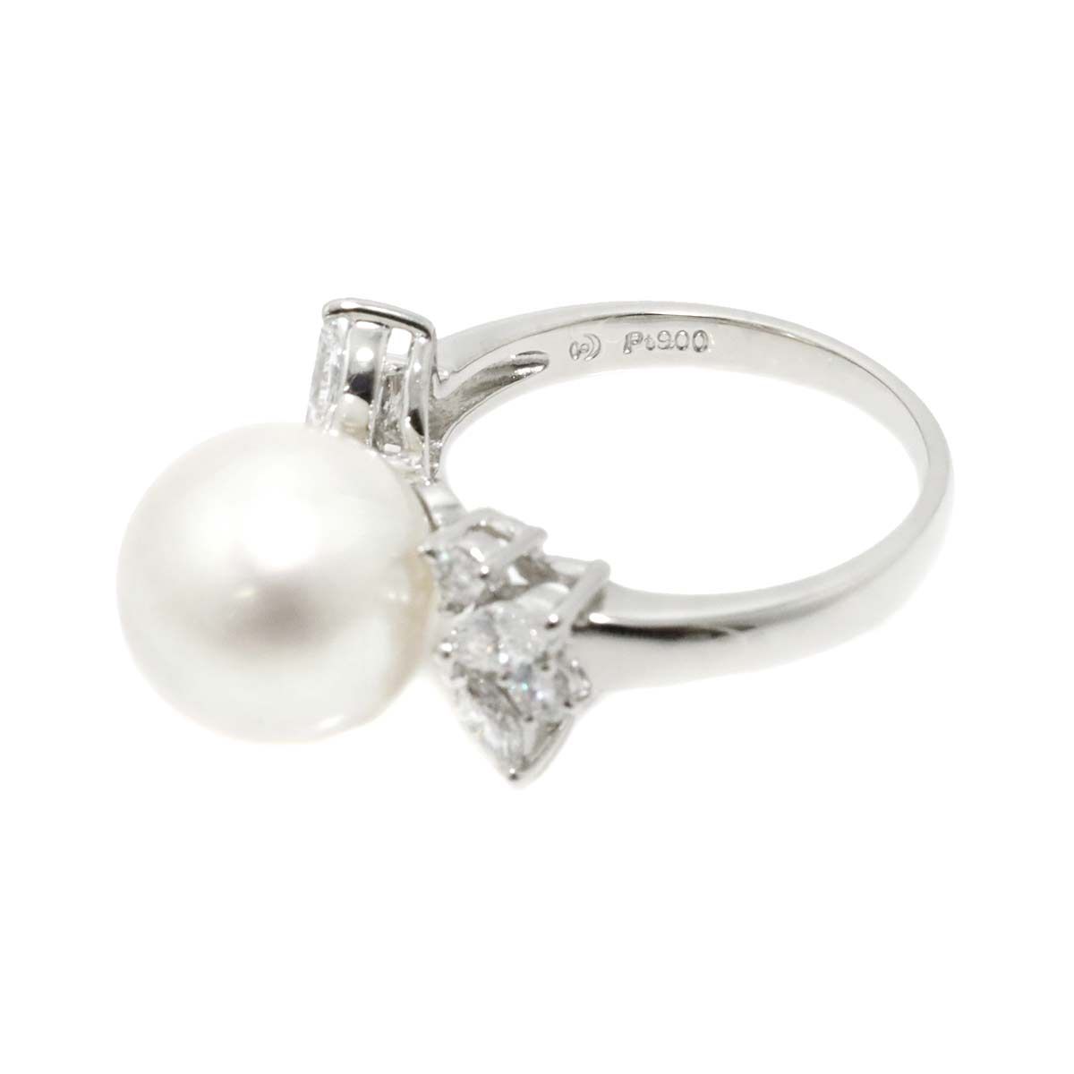 タサキ TASAKI 10号 リング 白蝶真珠 10.4mm ダイヤ 0.48ct Pt  