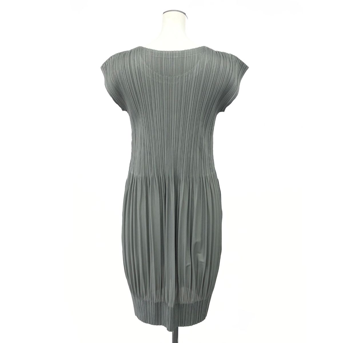 【プリーツプリーズ】ワンピース　チュニック　3 白×ダークブラウン PLEATS PLEASE ISSEY MIYAKE - プリーツプリーズ ワンピース