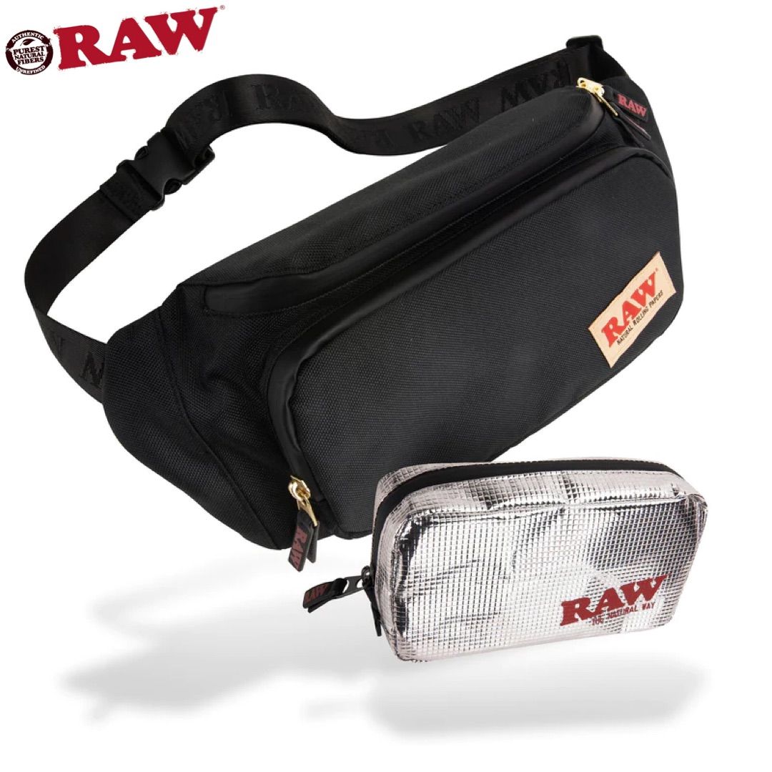 正規品 USA直輸入 RAW スリングバッグ 防臭 ホイル生地ポーチ付き