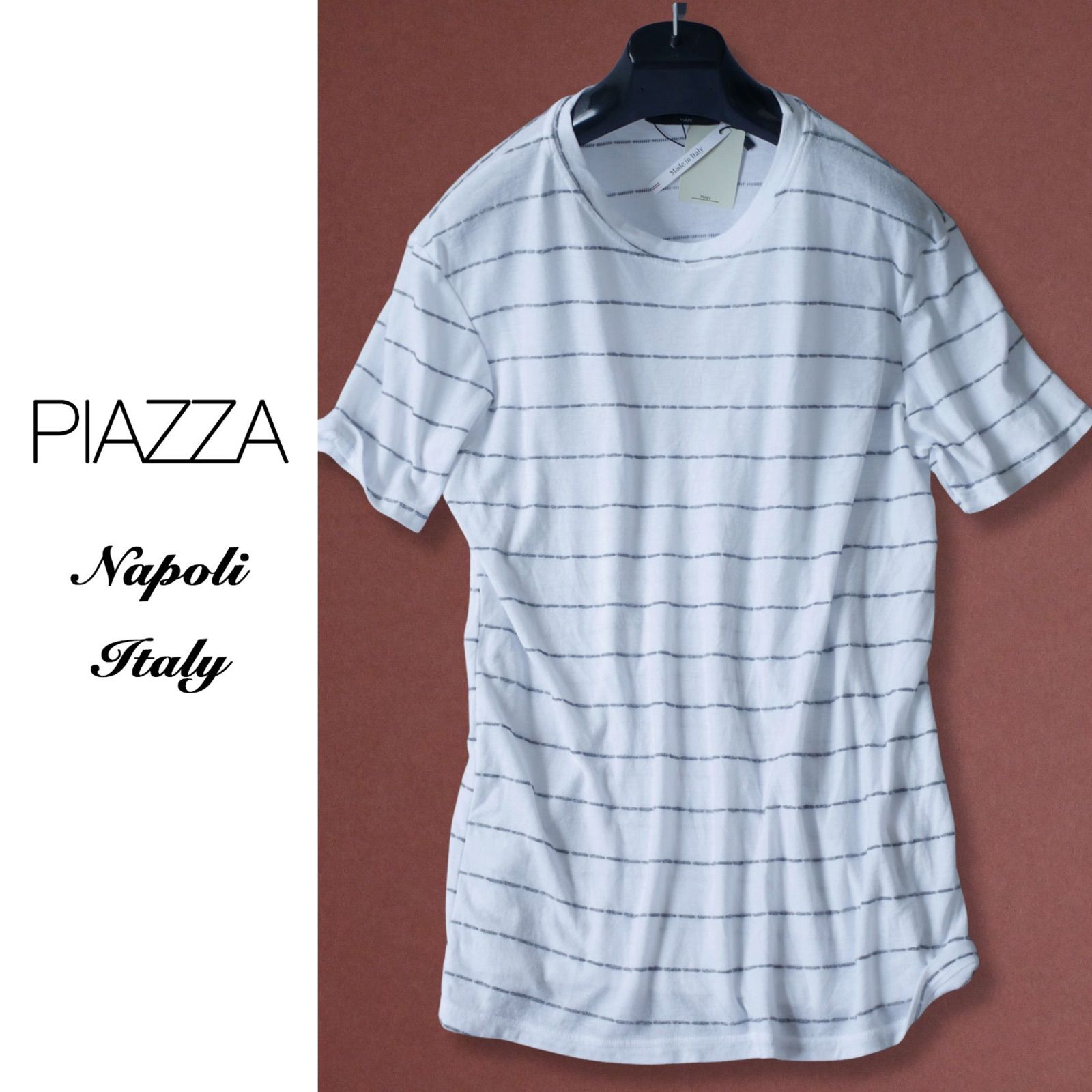 dl088●イタリア ナポリ街着ブランド●上質コットン●半袖デザイントップス●L