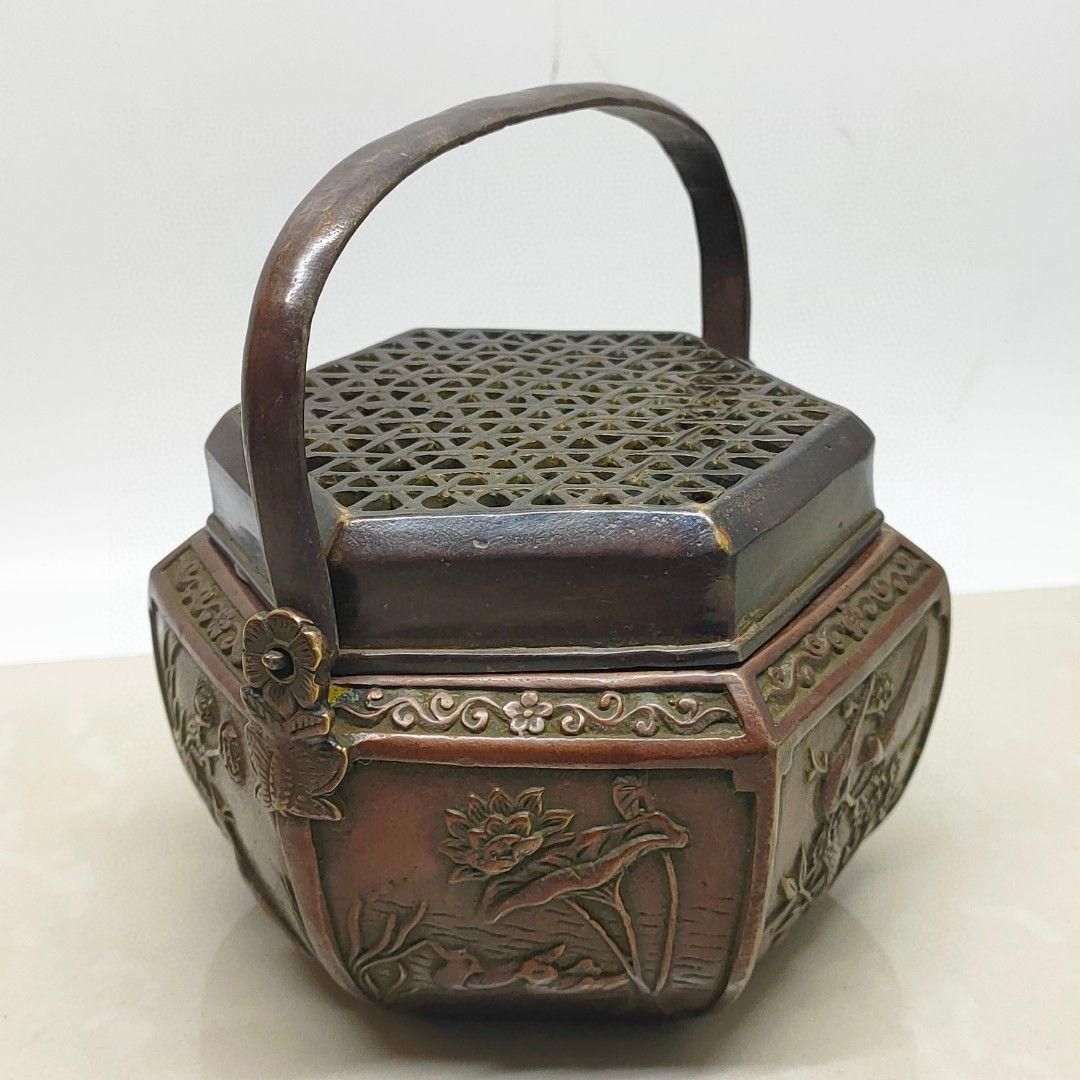 銅製 提梁暖手炉 香り炉 茶道香炉 香道具 装飾品 工芸品 置物 銅製 提梁暖手炉 香り炉 茶道香炉 香道具 装飾品 工芸品 置物