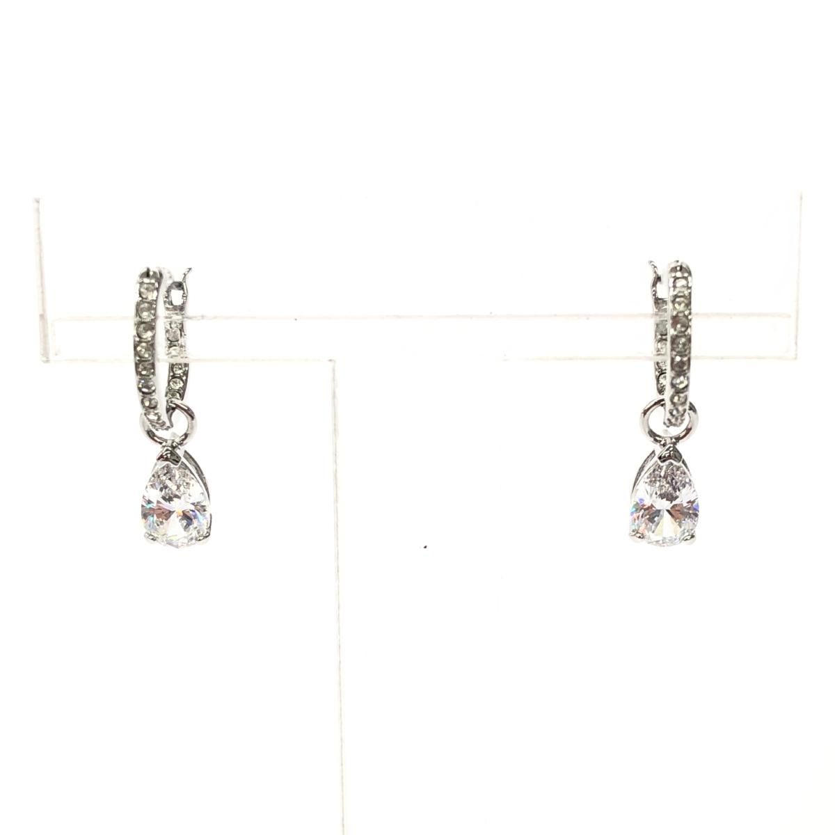 美品 スワロフスキー SWAROVSKI フープピアス メタル シルバー SWAROVSKI スワロフスキー クリスタル フープ ピアス シルバー