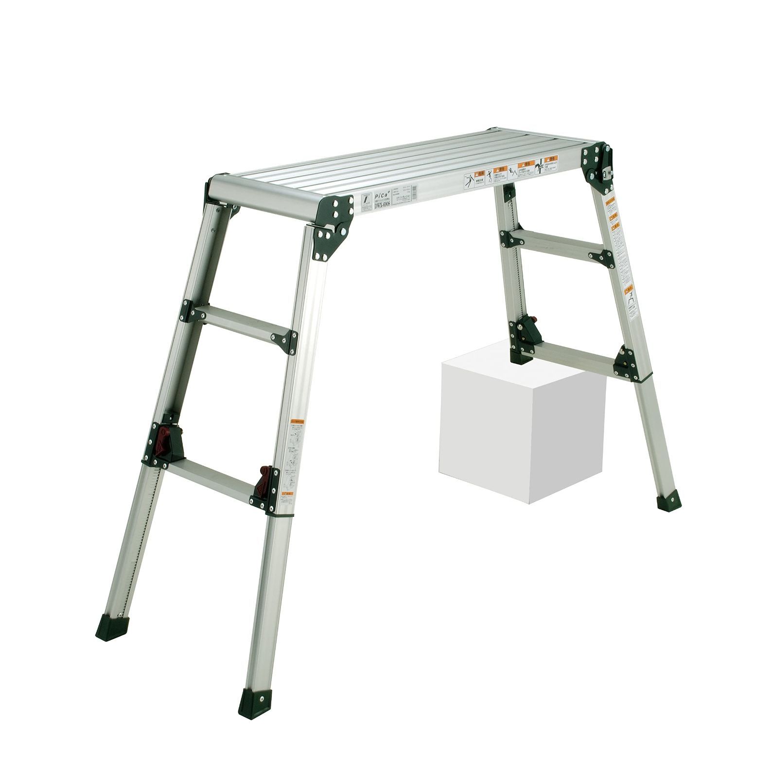 シルバー アルミ 0.60 0.91m 3尺 3段 DWX-6908C 四脚アジャスト式足場台 折り畳み 伸縮 立ち馬 洗車台 足場台 ピカコーポレイション ピカ PiCa