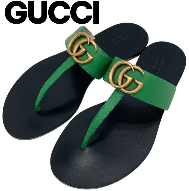 GUCCI サンダル グリーン 希少 カラー GUCCI グッチ トング サンダル 36 23cm GG GG