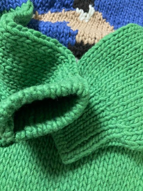 新品】6ヤードボックス メアリーマキシム サッカーセーター (青/緑) L