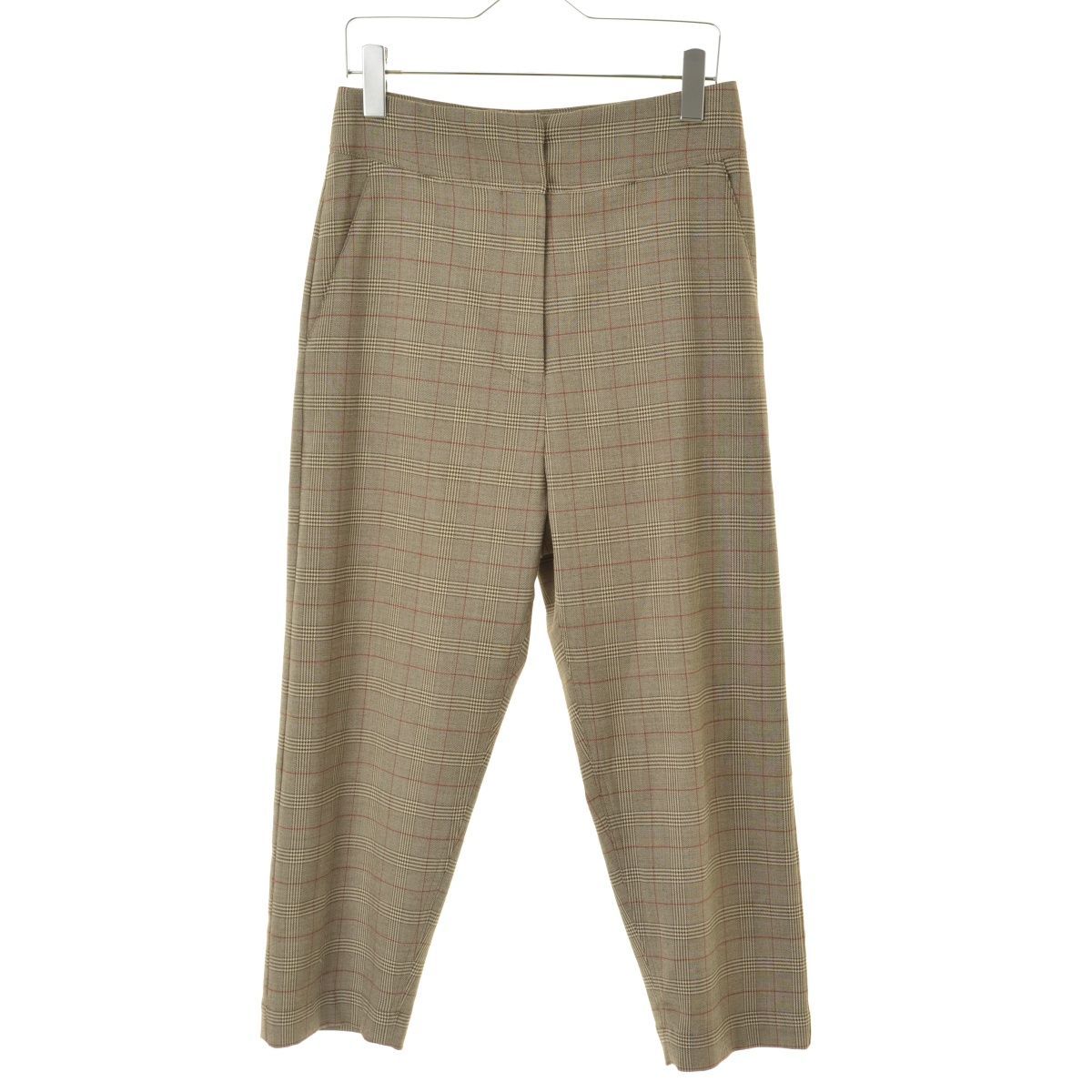 【FLORENT】グレンチェック柄ウール混クロップドパンツ