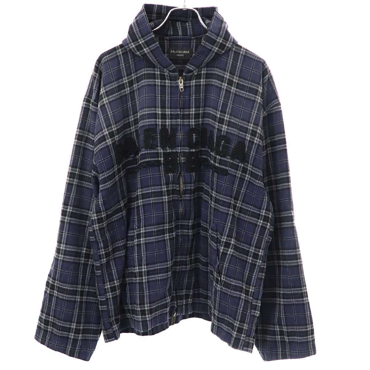 【最安値】 BALENCIAGA フランネルチェック フロントロゴ 24AW バレンシアガ トップス