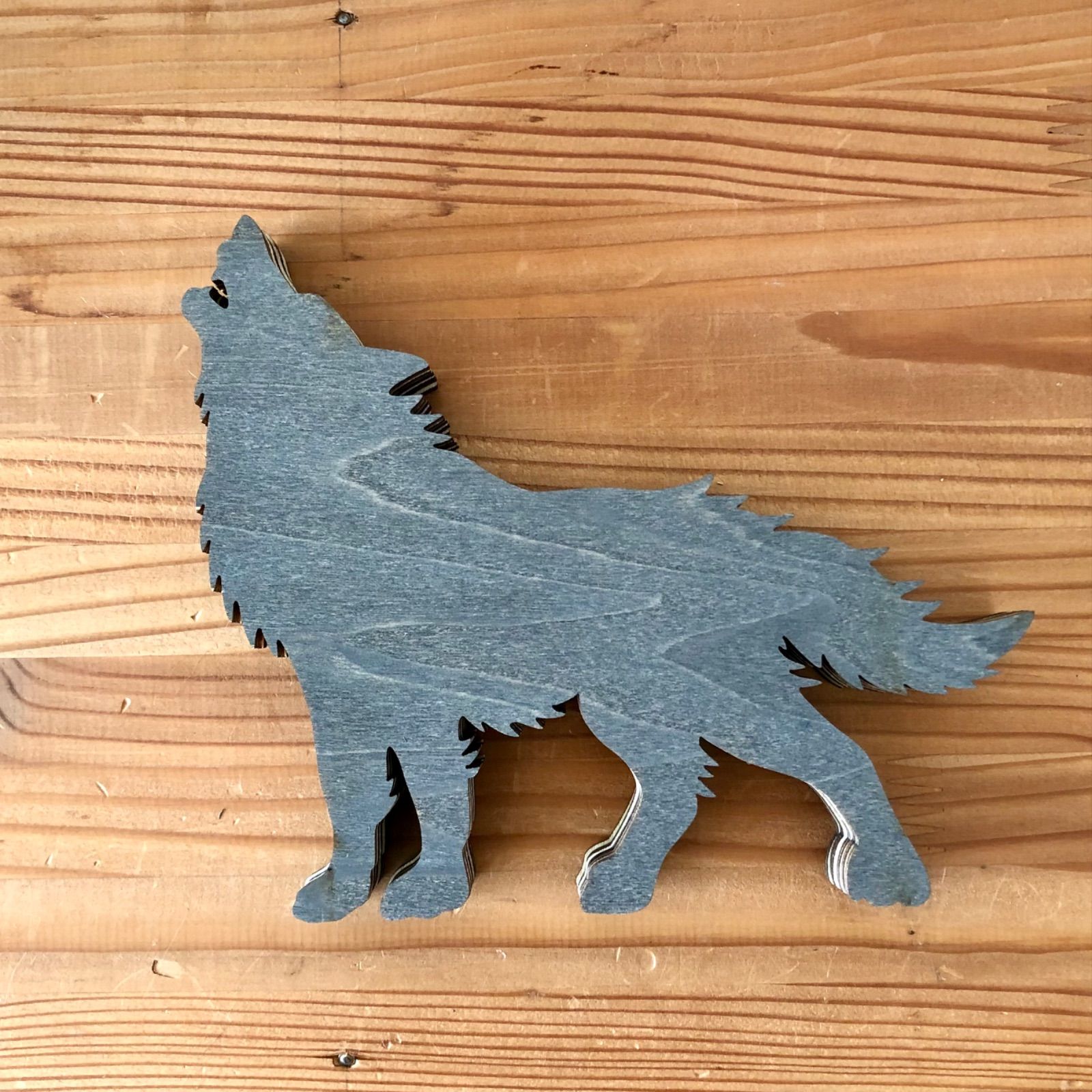 オオカミ オブジェ 置物 インテリア 雑貨 動物 木製 北欧 - メルカリ