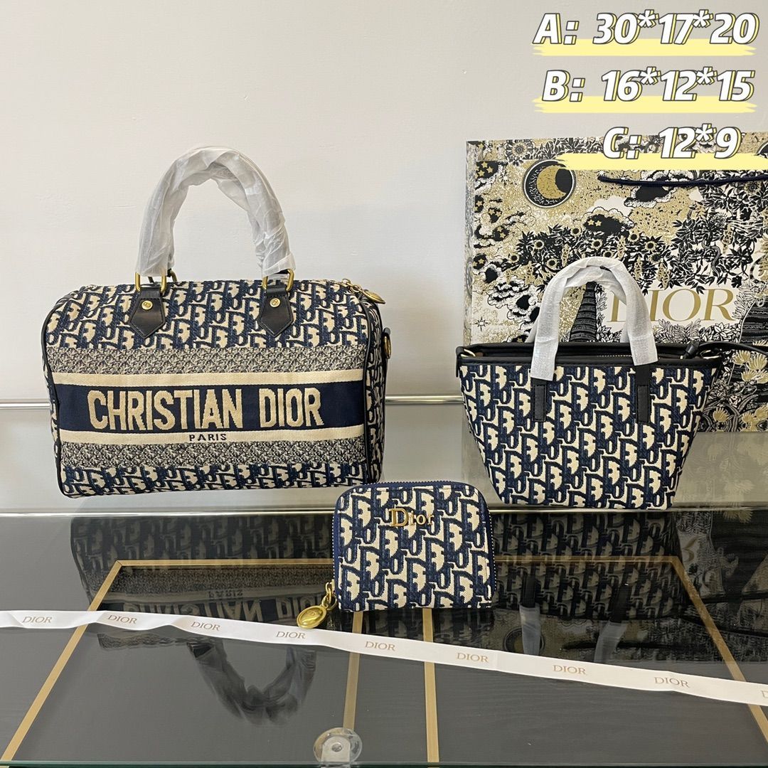 TOP New 高品質3点セット - Dior ブルーピローバッグ バスケットバッグ 財布 特別割引 | -WTO輸入1