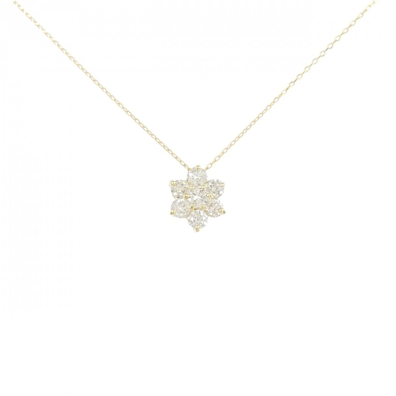 K18YG フラワー ダイヤモンド ネックレス 0.50CT