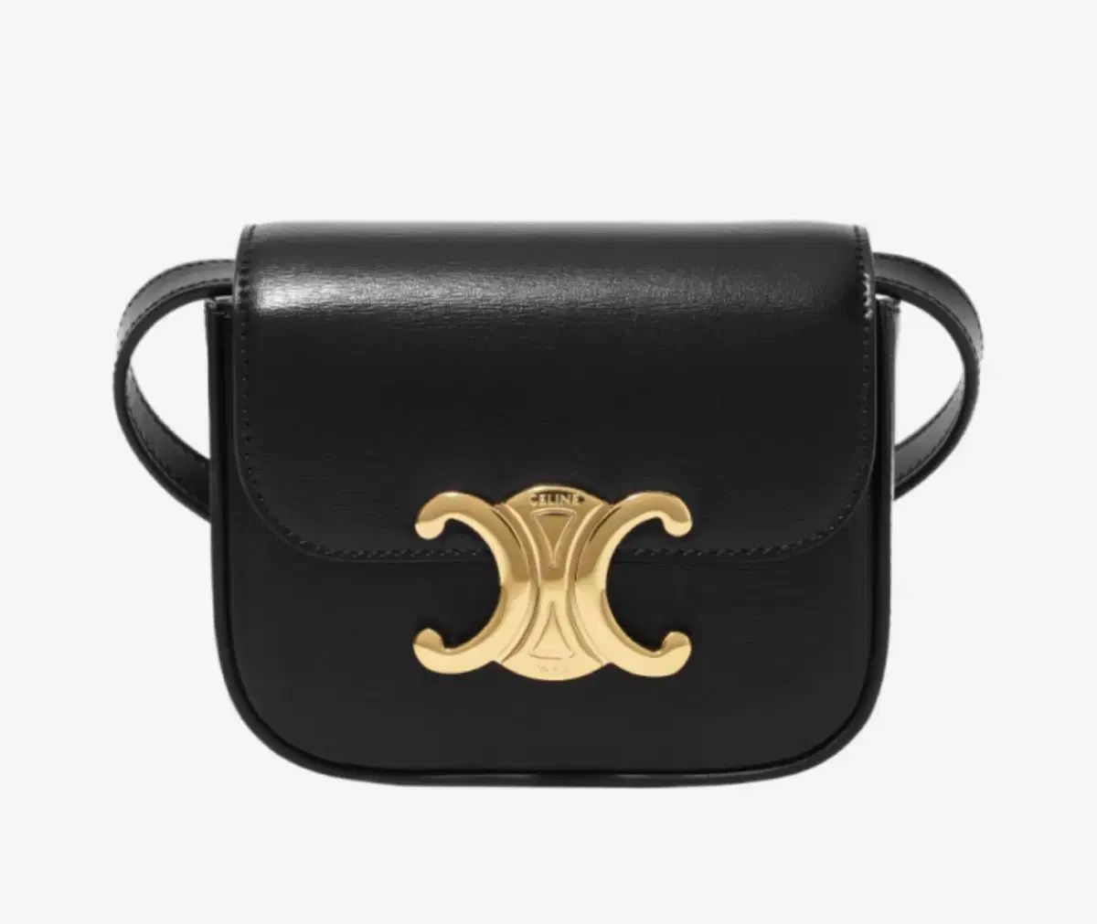 Celine セリーヌ ミニ クロード シャイニー 光沢 カーフレザー ブラック