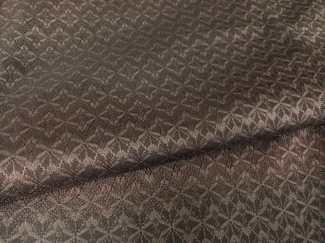 平和屋着物▽お召 単衣 紬地 絞り 幾何学文様 ロング丈 正絹