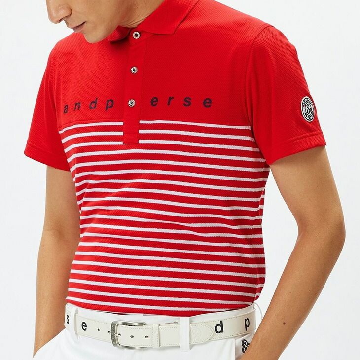 and per se アンパスィ　ポロシャツ　ワンピース　ロゴ　ゴルフ　ボーダー アンパスィ 半袖シャツ メンズ ゴルフウェア and per se GOLF ボーダー