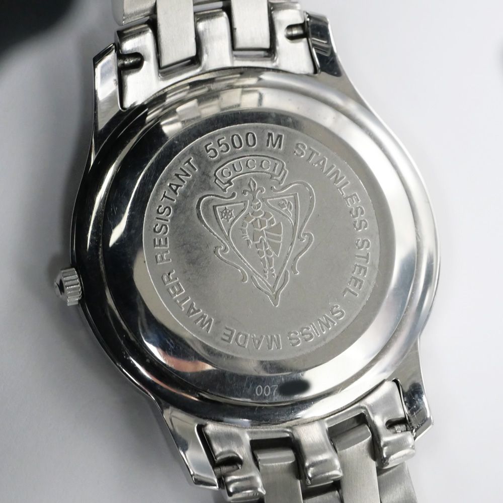 名東】グッチ 5500M デイト ブラックローマ 黒文字盤 SS クォーツ