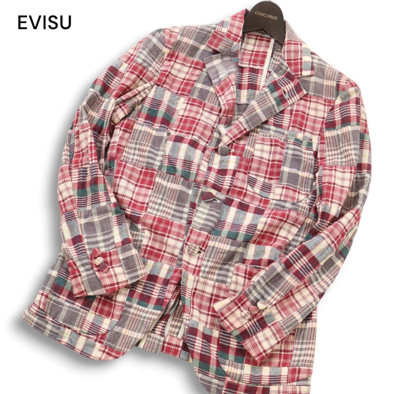 evisu エヴィス　ジャケット　パッチワーク　サイズ42 美品　バッチサービス EVISU パッチワーク デニムジャケット | ブラック | FARFETCH JP