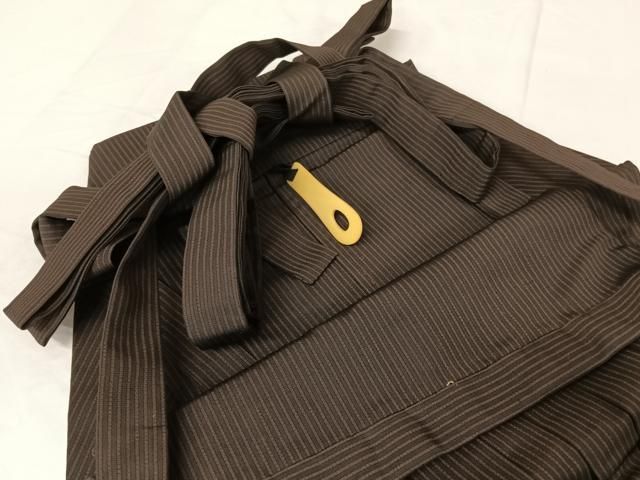 平和屋着物●男性 馬乗り袴 縞 高島屋扱い 正絹 AABA4533np