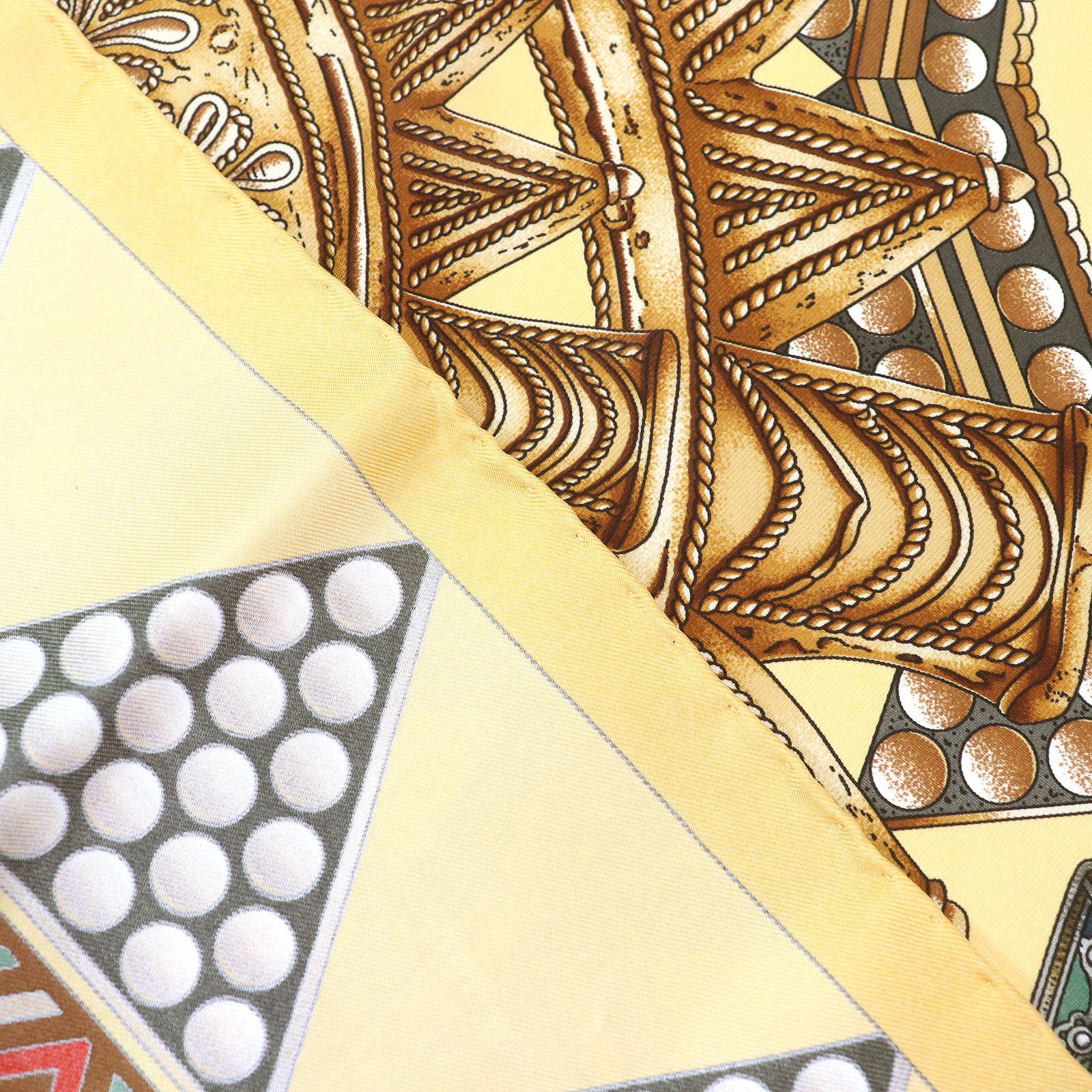 エルメス カレ90 L'OR DES CHEFS 首長達の金 シルク100% 極美品