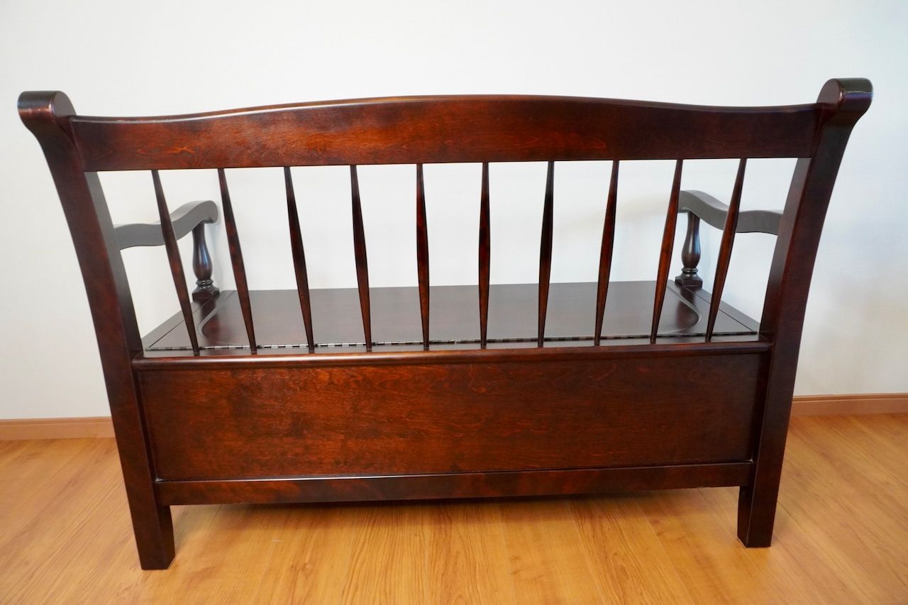 北海道民芸家具 絶版品 上品なデザインの収納付きベンチ(イス、収納箱