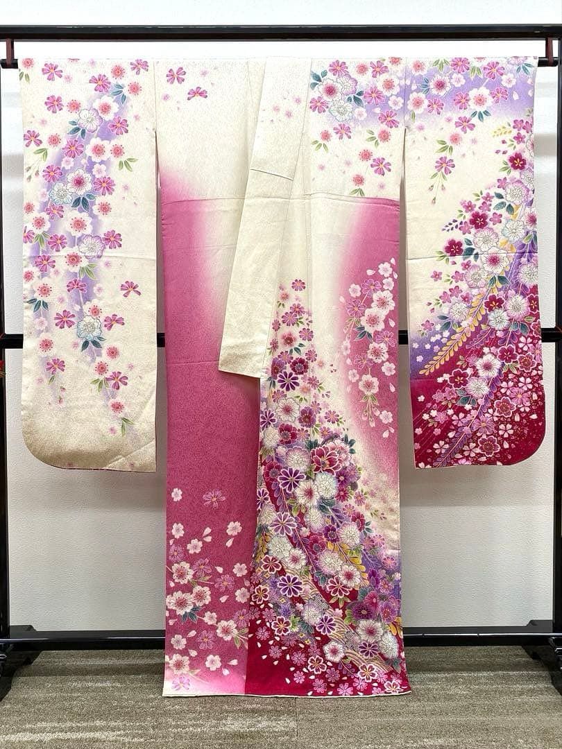 振袖 銀通し 金彩 辻が花 絞り 紋意匠 身丈161cm 撥水加工済 MO2971 