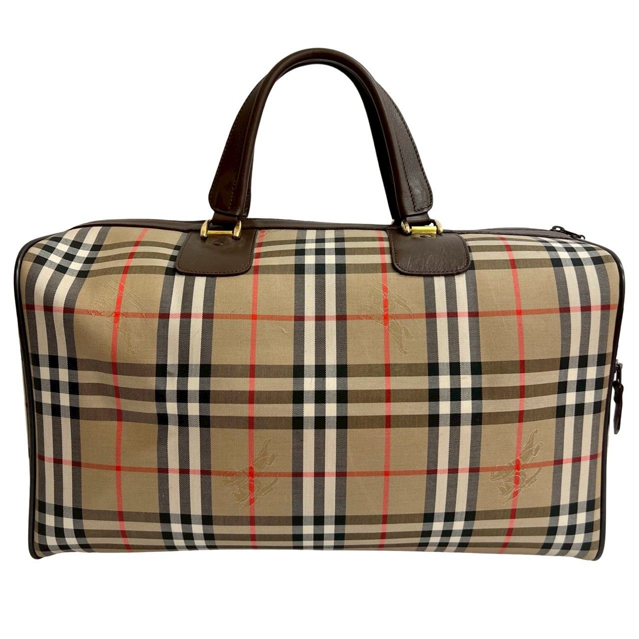 鍵付き Burberrys バーバリーズ ノバチェック 柄 シャドーホース ロゴ キャンバス レザー 本革 ボストンバッグ ブラウン 70666 WWW_DECORATOM_COM_BR