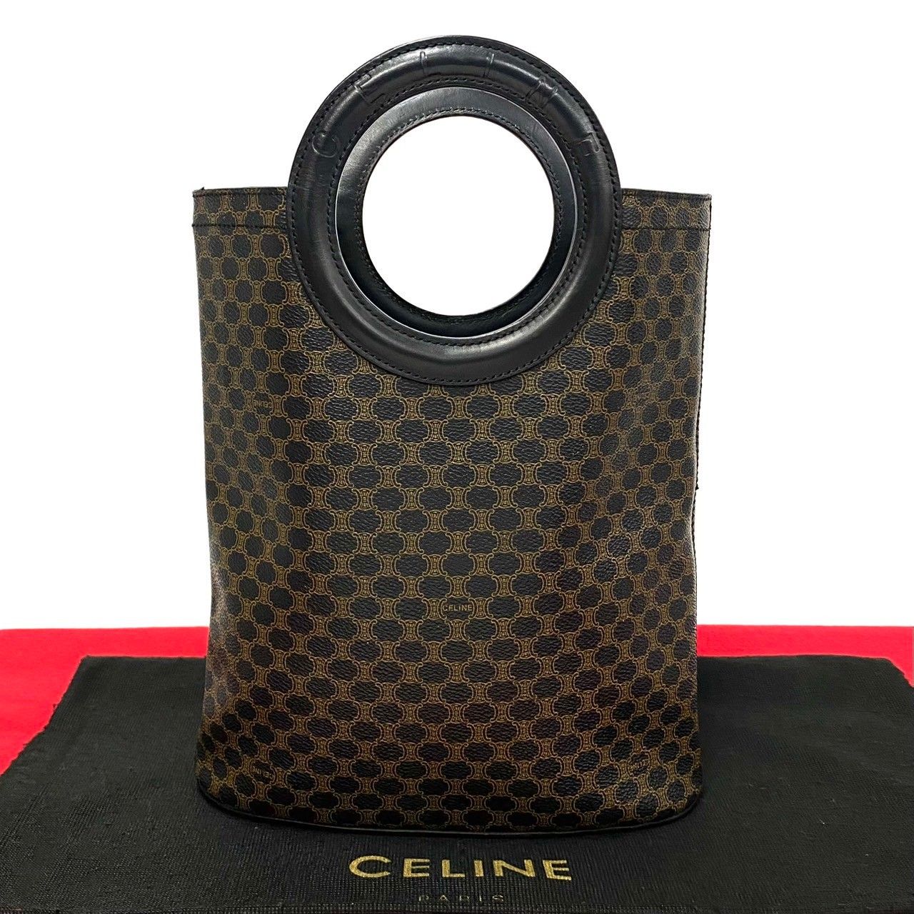 【美品・レア】セリーヌ トリオンフ マカダム レザー ハンドバッグ アーカイブ 極 美品 CELINE セリーヌ ヴィンテージ マカダム ブラゾン トリオンフ