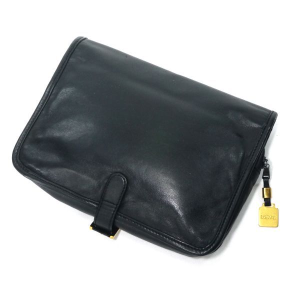 LOEWE アナグラムロゴ レザークラッチバッグ（黒） - メルカリ