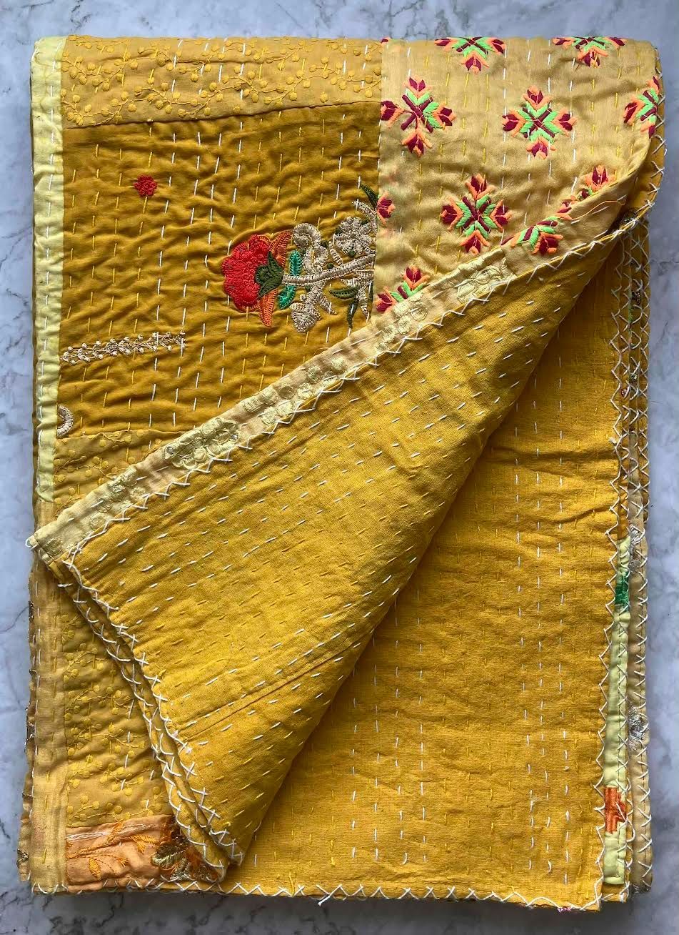 カンタキルト マルチカバー サリーパッチワーク 3 YELLOW