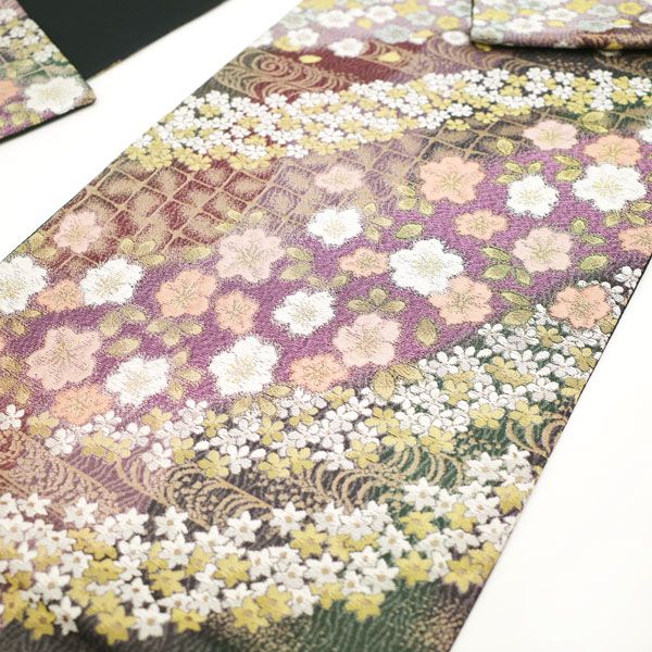 熨斗 花菱 花紋 唐花模様 袋帯 振袖帯 着物 102a p（袋帯菱模様鳥紋  