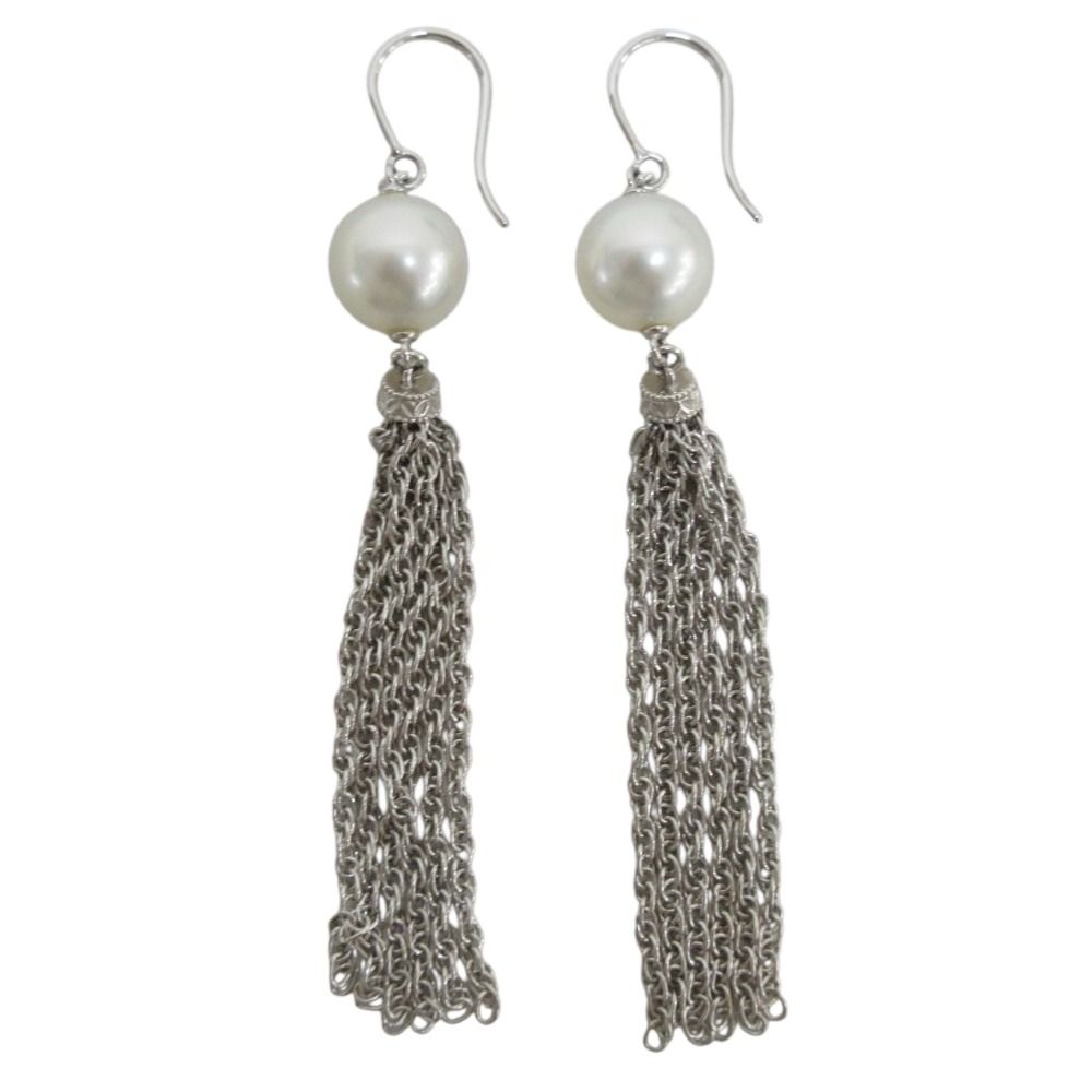 MIKIMOTO ミキモト K18WG パール直径8mm スイング ピアス シルバー レディース 古着